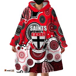 custom personalised and number saints afl wearable blanket hoodie aboriginal patterns