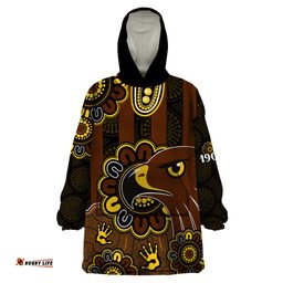 afl hawthorn hawks 1902 aboriginal wearable blanket hoodie
