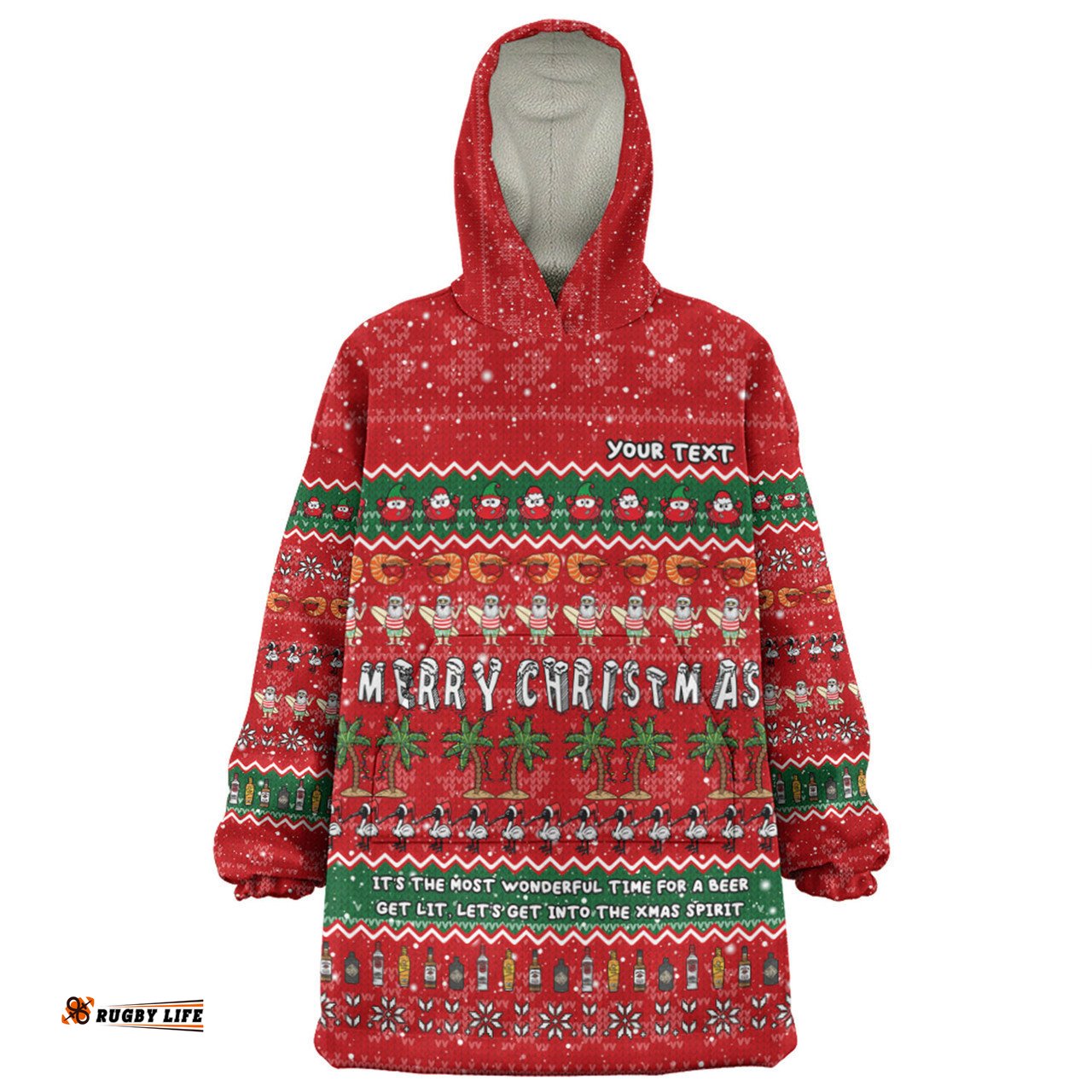 Australia Christmas Custom Snug Hoodie - Aussie Ugly Christmas Let's Get Lit Snug Hoodie