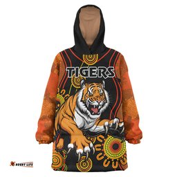 tigers rugby snug hoodie custom indigenous tigers oodie blanket