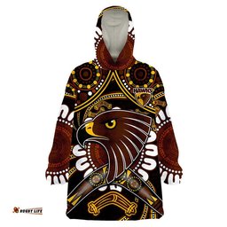 custom personalised hawks football wearable blanket hoodie boomerang indigenous dots