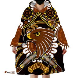 custom personalised hawks football wearable blanket hoodie boomerang indigenous dots