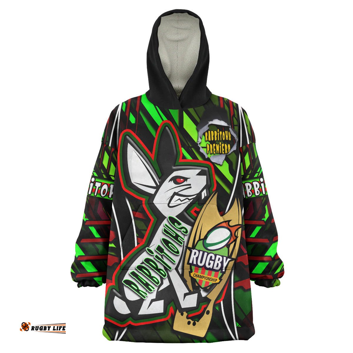 rabbitohs rugby snug hoodie custom rabbitohs league final series champions personalised name and number oodie blanket