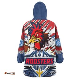 roosters rugby aboriginal custom snug hoodie super indigenous sydney roosters scratch style oodie blanket