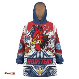 roosters rugby aboriginal custom snug hoodie super indigenous sydney roosters scratch style oodie blanket