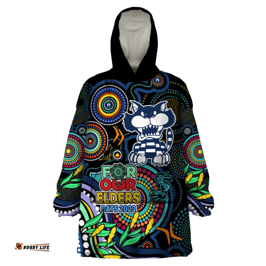 cats football aboriginal art wearable blanket hoodie naidoc indigenous tribal