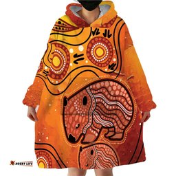 australia wombat wearable blanket hoodie indigenous art