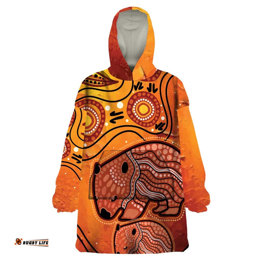 australia wombat wearable blanket hoodie indigenous art
