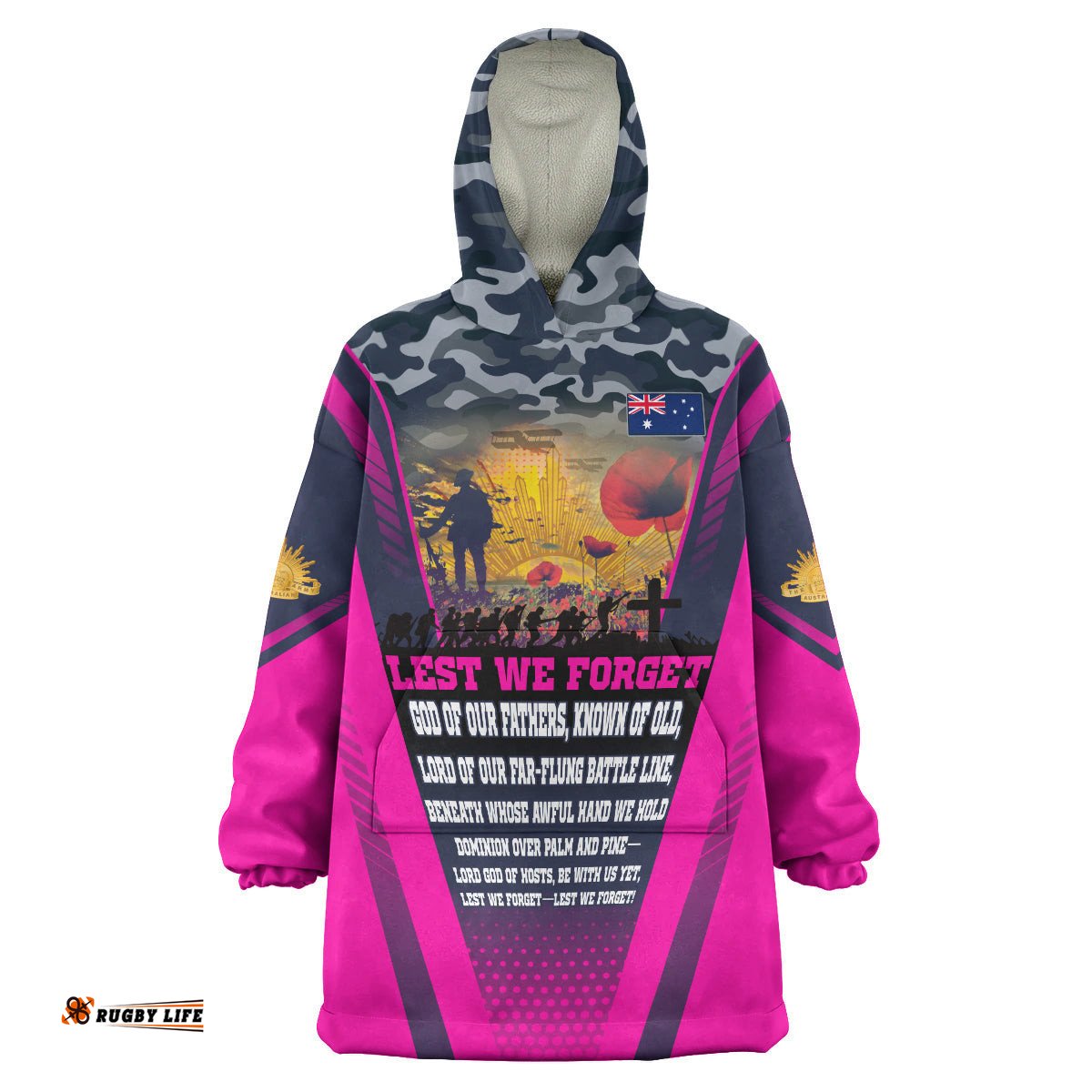 australia anzac camo wearable blanket hoodie anzac poem lest we forget flag wearable blanket hoodie