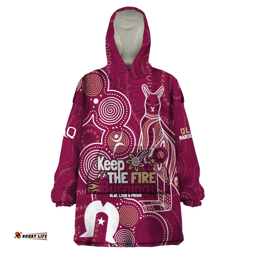 naidoc week wearable blanket hoodie qld maroons kangaroo
