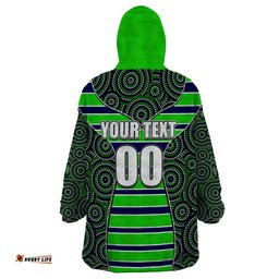 nrl raiders wearable blanket hoodie mix dot aboriginal