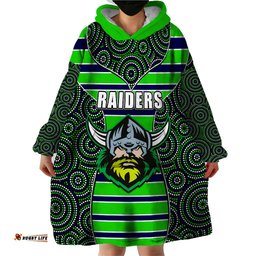 nrl raiders wearable blanket hoodie mix dot aboriginal
