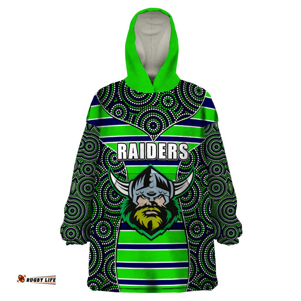 nrl raiders wearable blanket hoodie mix dot aboriginal