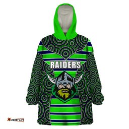 nrl raiders wearable blanket hoodie mix dot aboriginal