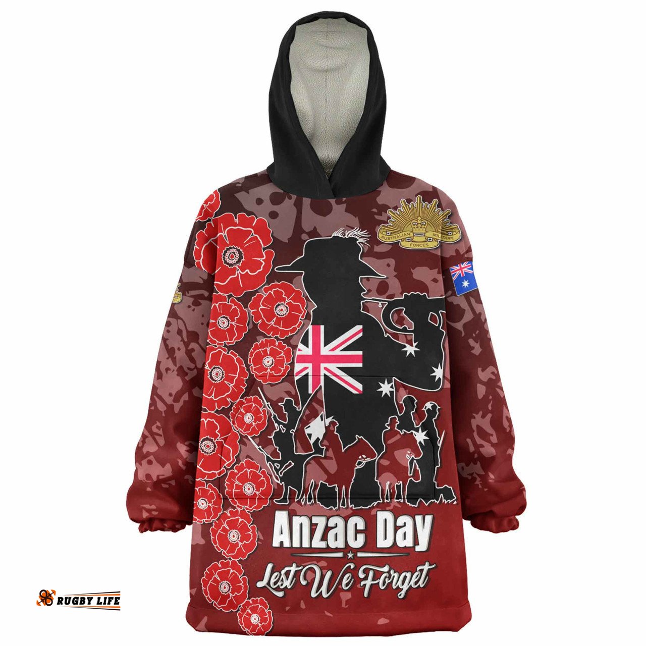 Australia Anzac Custom Snug Hoodie - Lest We Forget Red Style Oodie