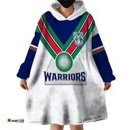 warriors rugby wearable blanket hoodie new zealand sporty white style