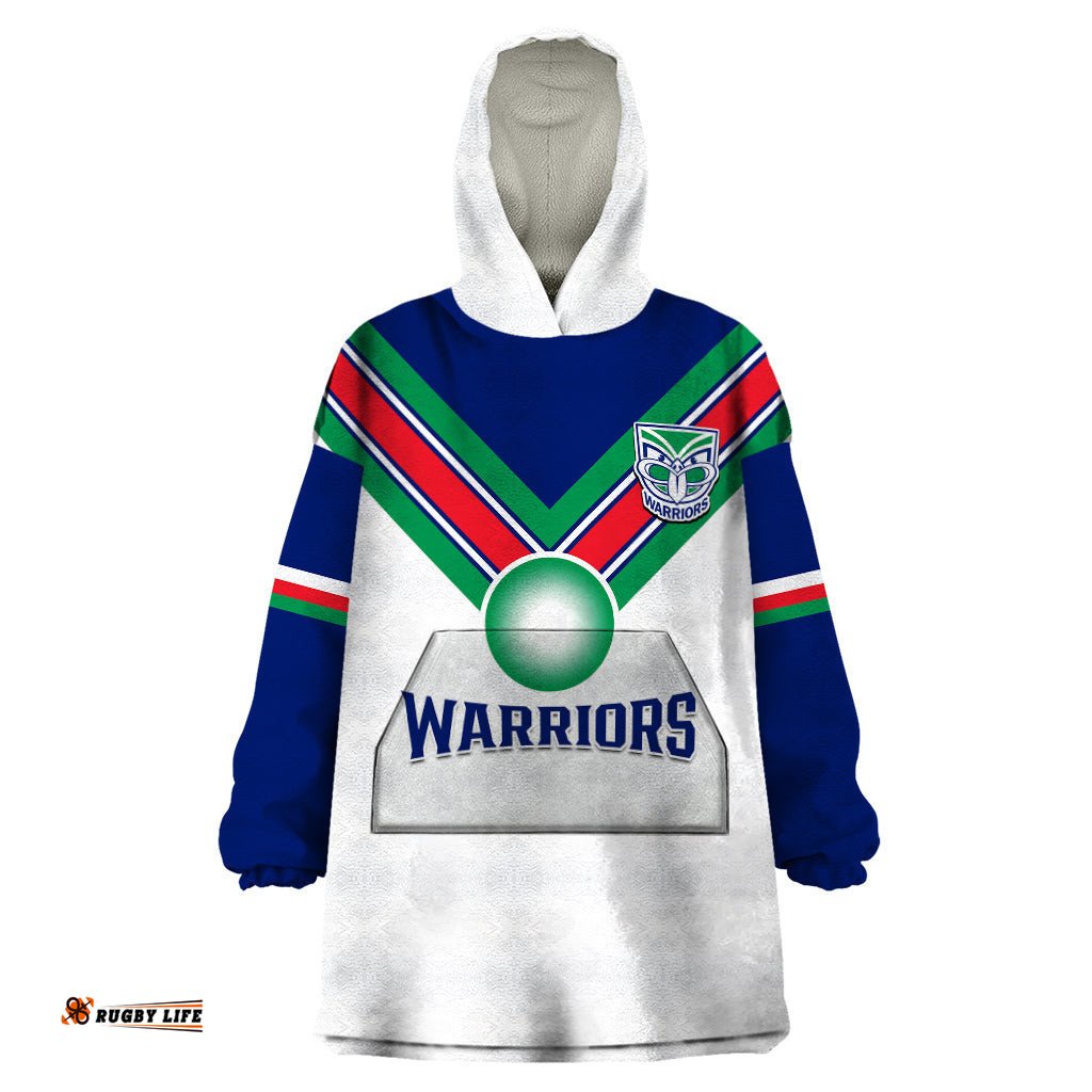 warriors rugby wearable blanket hoodie new zealand sporty white style