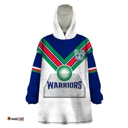 warriors rugby wearable blanket hoodie new zealand sporty white style