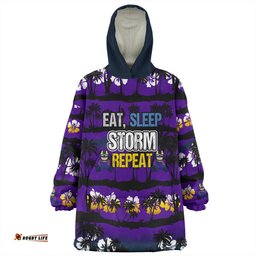 Melbourne Storm Snug Hoodie - Eat Sleep Repeat With Tropical Patterns