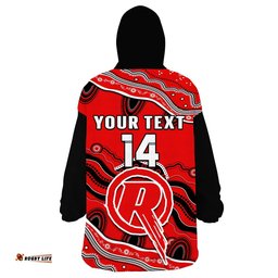 custom text and number renegades cricket wearable blanket hoodie melbourne aboriginal painting