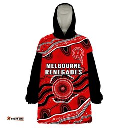 custom text and number renegades cricket wearable blanket hoodie melbourne aboriginal painting