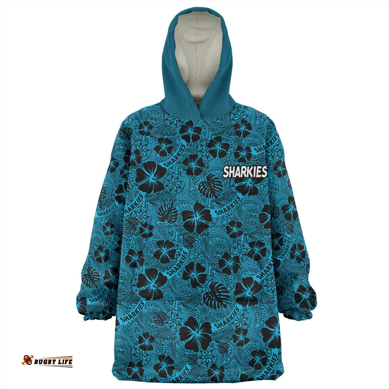 Cronulla-Sutherland Sharks Snug Hoodie - Scream With Tropical Patterns