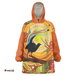 australia superb lyrebird wearable blanket hoodie aboriginal art