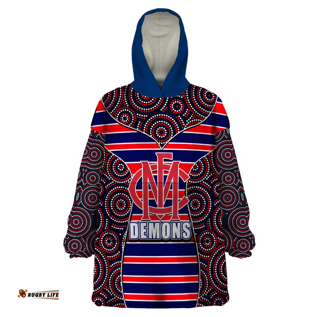 afl demons wearable blanket hoodie mix dot aboriginal