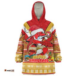 Redcliffe Dolphins Christmas Custom Snug Hoodie - Redcliffe Dolphins Santa Aussie Big Things Snug Hoodie