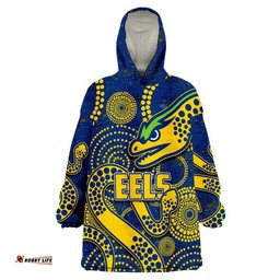 eels rugby wearable blanket hoodie aboriginal circle