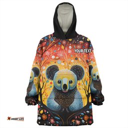 Australia Koala Custom Snug Hoodie - Aboriginal Koala With Flowers Snug Hoodie