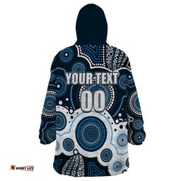 custom personalised and number blues afl wearable blanket hoodie aboriginal patterns