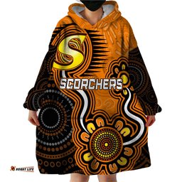 custom scorchers cricket indigenous wearable blanket hoodie champions fire up
