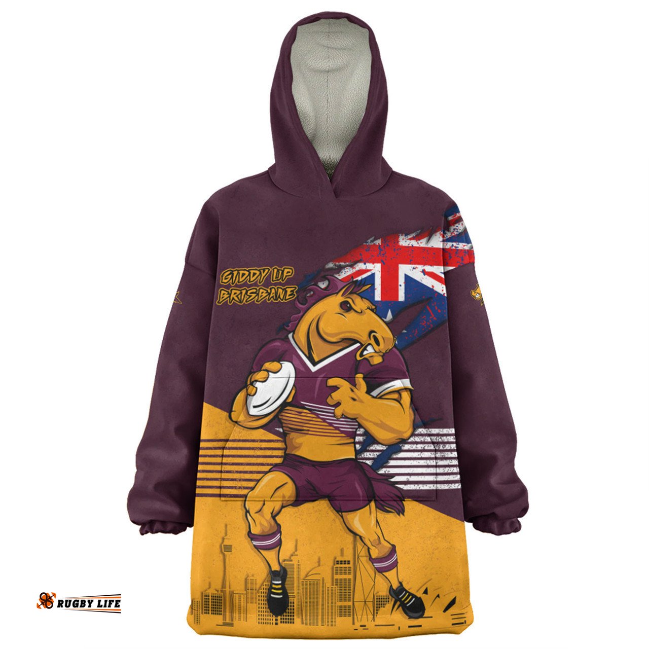 Brisbane Broncos Snug Hoodie Custom For Die Hard Fan Australia Flag Scratch Style