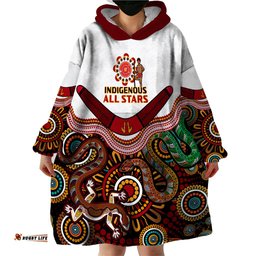 custom text and number australia indigenous rugby wearable blanket hoodie all stars aussie snake and lizard