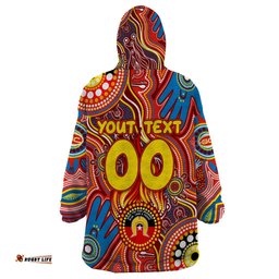 personalised naidoc week 2024 gold coast suns wearable blanket hoodie australian aboriginal hand painting dt02