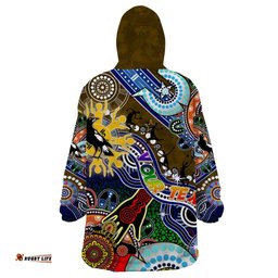 custom naidoc week 2024 collingwood magpies wearable blanket hoodie australia aboriginal dot painting dt02