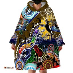 custom naidoc week 2024 collingwood magpies wearable blanket hoodie australia aboriginal dot painting dt02