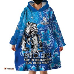 personalised bulldogs naidoc week 2024 wearable blanket hoodie aboriginal fire burning sparks