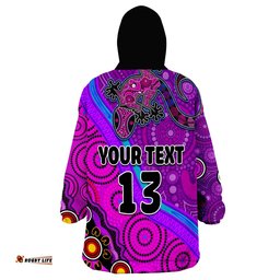 custom text and number australia lizard and sun aboriginal art purple wearable blanket hoodie