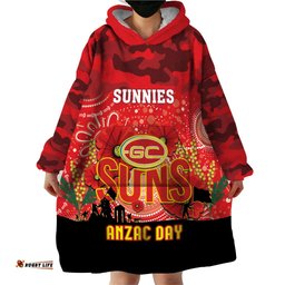 custom suns football anzac wearable blanket hoodie gallipoli camouflage with poppies