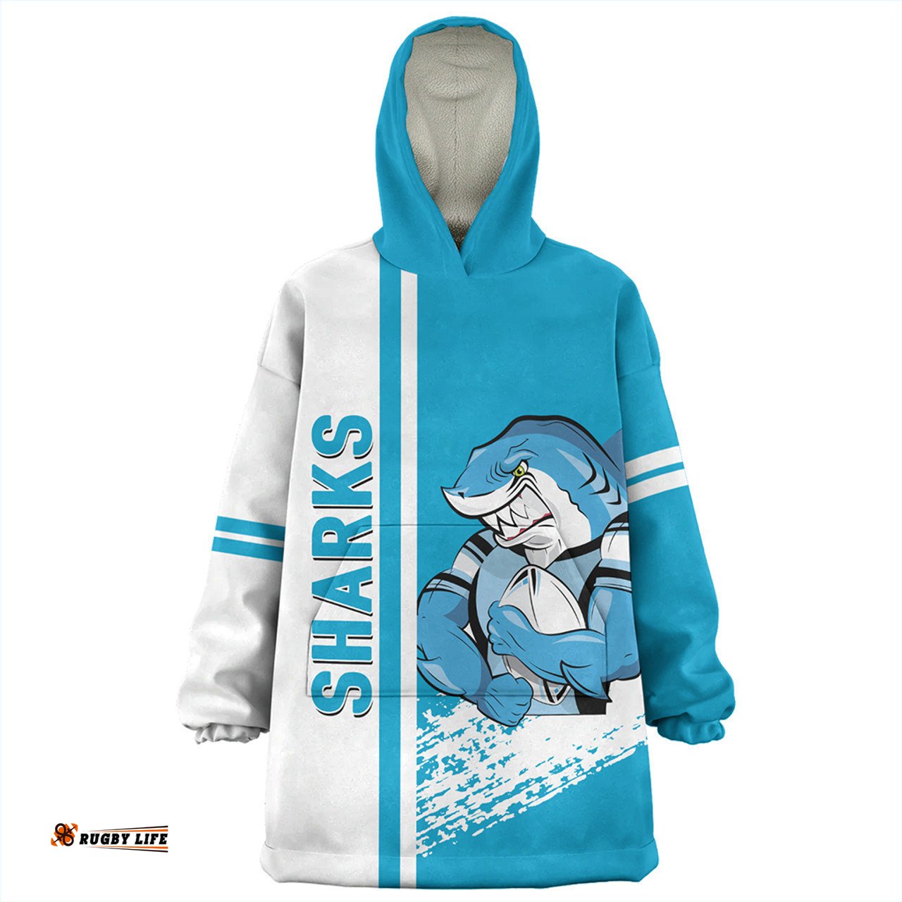 Cronulla-Sutherland Sharks Snug Hoodie - Sharks Mascot Quater Style