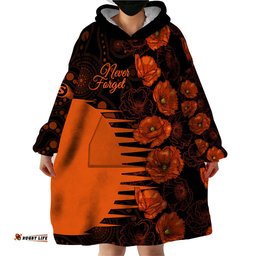 scorchers cricket never forget custom wearable blanket hoodie anzac day with poppy aboriginal