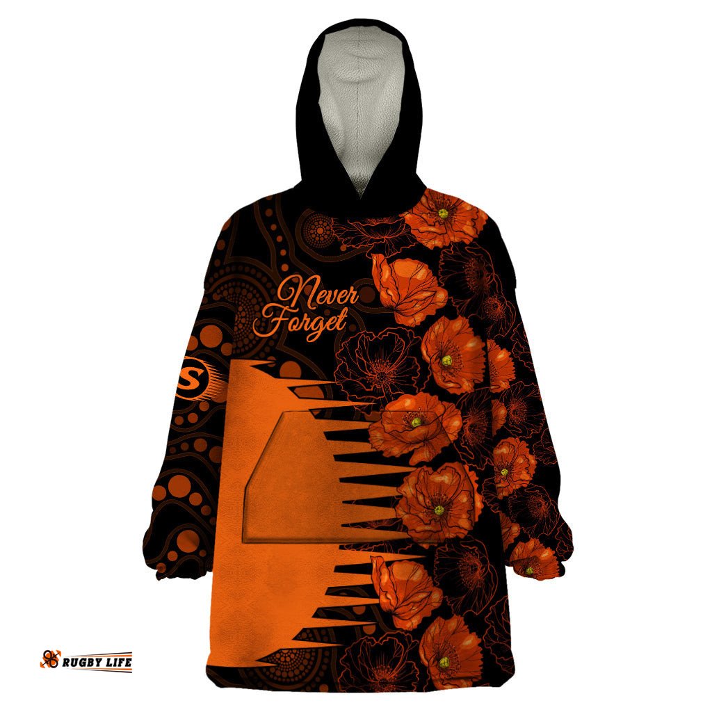 scorchers cricket never forget custom wearable blanket hoodie anzac day with poppy aboriginal