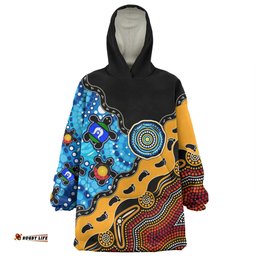 Australia Snug Hoodie Aboriginal Inspired River And Land Style Of Dot Painting