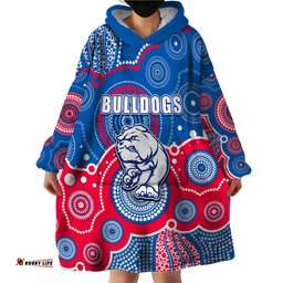 custom personalised and number bulldogs afl wearable blanket hoodie aboriginal patterns