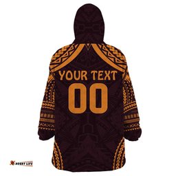 custom broncos rugby wearable blanket hoodie with polynesian style
