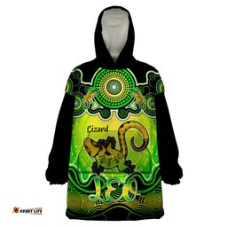 personalised australia leo lizard zodiac wearable blanket hoodie auz astrology aboriginal green