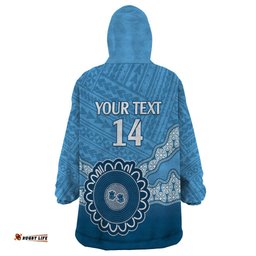 custom nsw blues rugby wearable blanket hoodie aussie aboriginal mix polynesian pattern