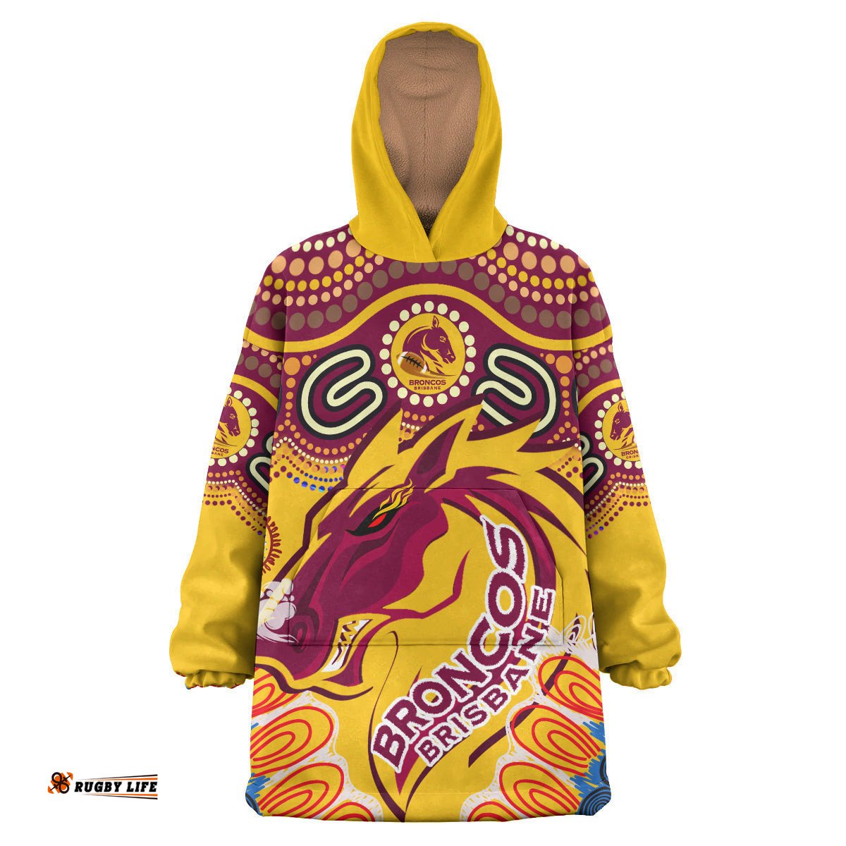 broncos rugby custom aboriginal snug hoodie indigenous super broncos oodie blanket